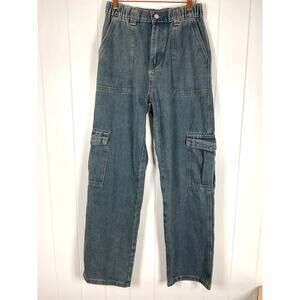 To My Lovers Womens 100% Cotton Cargo Jeans‎ Elastic Waist Size Medium